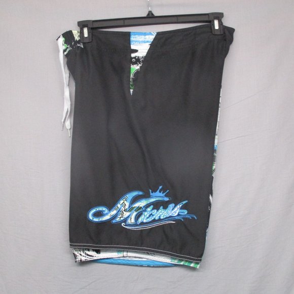 Micros Swim Trunks Two Face Multi color pattern Design Black Men Size | 33 - Picture 7 of 7